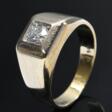 Gelbgold 585 Bandring mit Brillant (ca. 0.44ct/P1/TCR), 6,7g, Gr. 59 - Prix ​​des enchères