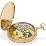 Taschenuhr: besonders schön erhaltene, große französische 18K Gold Taschenuhr mit Repetition und sichtbarem Schlagwerk, Frankreich um 1820 - photo 3