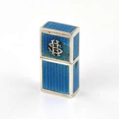 Miniature ladies lighter made of silver with guilloche enamel. 