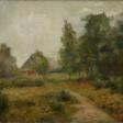 Höckner, Rudolf (1864-1942) &quot;Weg mit Bauernkate&quot;, Öl/Leinwand, Impressionisten Rahmen (Altersspuren), 44,8x50,5cm (m.R. 69,5x74,5cm), Craquelé - Аукционные цены