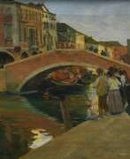 Aperçu. Meyer-Mainz, Paul (1864-1909) &quot;Chioggia - Ponte di Vigo&quot;, Öl/Leinwand, u.l. sign., 43x54,5cm (m.R. 53,5x65cm), Craquelé, Keilrahmen leicht durchgedrückt