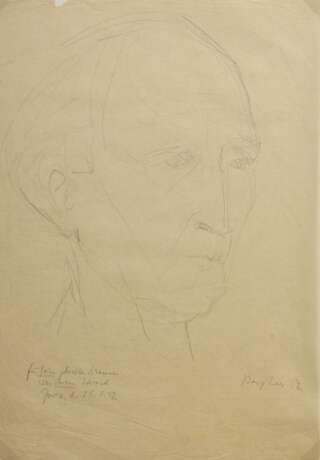 Bargheer, Eduard (1901-1979) "Selbstportrait" 1952, Bleistift, u.r. sign./dat., u.l. gewidmet ("für Susanne Bonte")/dat., 44x31cm, kleine Randdefekte, leicht vergilbt und fleckig - фото 1