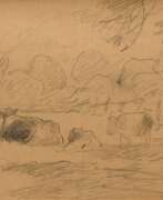 Produktkatalog. Herbst, Thomas Ludwig (1848-1915) zugeschr. &amp;quot;Rastende Kühe&amp;quot;, Bleistift/Papier, 14,2x23,7cm (m.R. 31,7x39,2cm), vergilbt