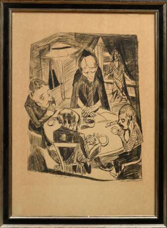 Beckmann, Max (1884-1950) "Der Hunger" 1919, Lithographie, 12/75, u. sign./num./betit., PM 62x49,5cm (m.R. 95,5x70cm), leicht fleckig, vergilbt - photo 2