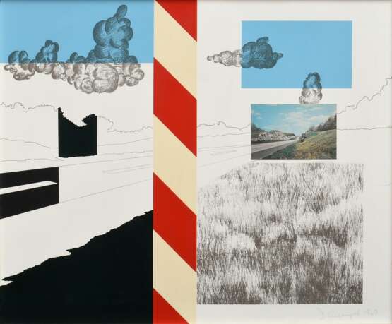 D'Archangelo, Allan (1930-1998) "Super Highway" 1969, Farbserigraphie/Collage, 90/120, u.r. sign./dat., u.l. num., 54x65,5cm (m.R. 56,5x68cm), r. Seite kleiner Strich, min. fleckig - Foto 1