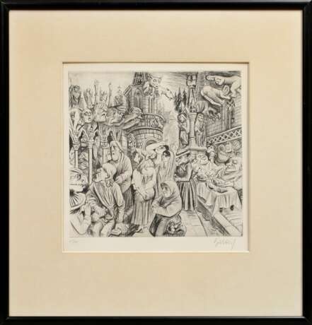 Hubbuch, Karl (1891-1979) "Freiburg", Radierung, 65/100, u. sign./num., PM 30x31,2cm (m.R. 58,5x56cm) - photo 2