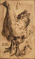 Müller, Richard (1874-1954) &quot;Huhn&quot; 1901, Radierung, i.d. Platte sign./dat., PM 43x26,4cm, BM 50,5x35,5cm, fleckig