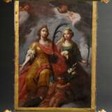 Troger, Paul (1698-1762) zugeschr. Fahnenbild "Maria Immaculata" und "Hl. Katharina und Hl. Agnes von Rom" um 1737, Öl/Leinwand, doppelseitig bemalt, Haltestangen mit vergoldeten Enden, 92x68,5cm (96x… - Foto 2