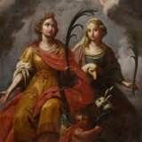 Troger, Paul (1698-1762) zugeschr. Fahnenbild "Maria Immaculata" und "Hl. Katharina und Hl. Agnes von Rom" um 1737, Öl/Leinwand, doppelseitig bemalt, Haltestangen mit vergoldeten Enden, 92x68,5cm (96x… - Foto 8