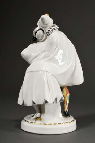 Art Deco Porzellan Gruppe "Pierrot und Colombine", farbig staffiert auf rundem Sockel, Boden gestempelt: Hertwig & Co Katzhütte, H. 25,5cm - фото 3