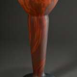 2 Diverse Jugendstil Vasen, Glas mit grünen, blauen und orangefarbenen Pulvereinschmelzungen: Trichterform und kugelförmiger Korpus mit langem Hals, sign. "Lorraine", um 1920, H. 31/32,5cm - Foto 2