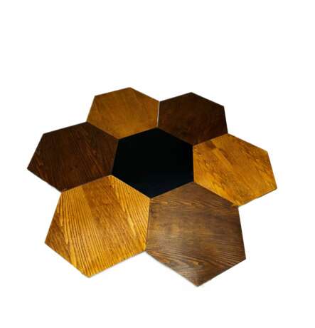 Gio Ponti pour Isa Bergame. Sept tables basses en nid d`abeille hexagonales design annees 50. Wood metal Design of 50-60’s 20th century - photo 3