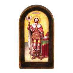 Icon of the Holy Blessed Prince Alexander Nevsky on porcelain. 