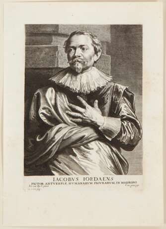 Portrait of artist Jacob Jordaens Engraving Baroque 19th century - photo 1