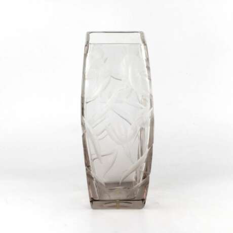 Large heavy crystal vase with luxurious irises. Crystal Art Nouveau Early 20th century - photo 2