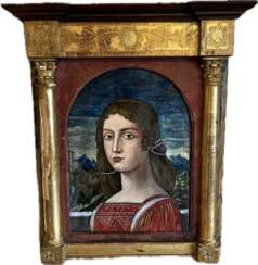 European school (XX) - Noblewoman, Enamel on copper.