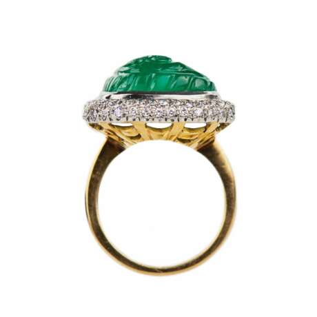 Impressive 18K gold ring with emerald and diamonds. Diamonds 21th century - photo 5