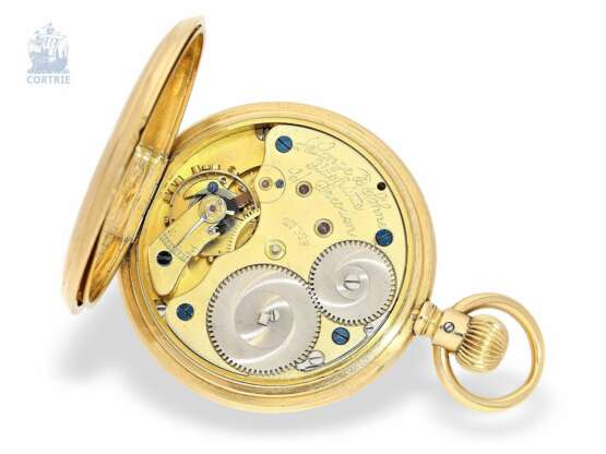 Taschenuhr: frühe Goldsavonnette von A. Lange & Söhne Glashütte mit massiver Uhrenkette, No. 27079, Glashütte 1888 - photo 7