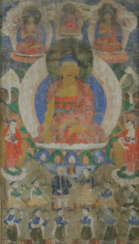 Thangka mit Buddha Shakyamuni - Tibet, 19.Jh., Gou…