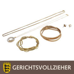 Mixed lot of 5 pieces: various jewelry yellow gold 18K,