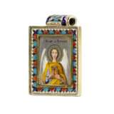 Russian silver icon of the Archangel Raphael painted and cloisonn&eacute; enamels. Late 19th century. Enamel Neo-Russian At the turn of 19th -20th century - photo 2