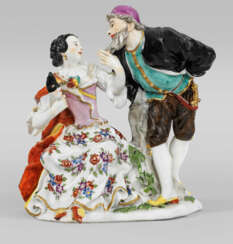 Seltene Meissen Figurengruppe "Pantalone und Columbine"