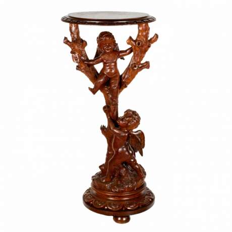 Wooden console with carved cupids. Wood 19th century - photo 1