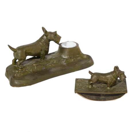 Writing set Scotch-terrier Patinated metal Late 19th century - photo 1