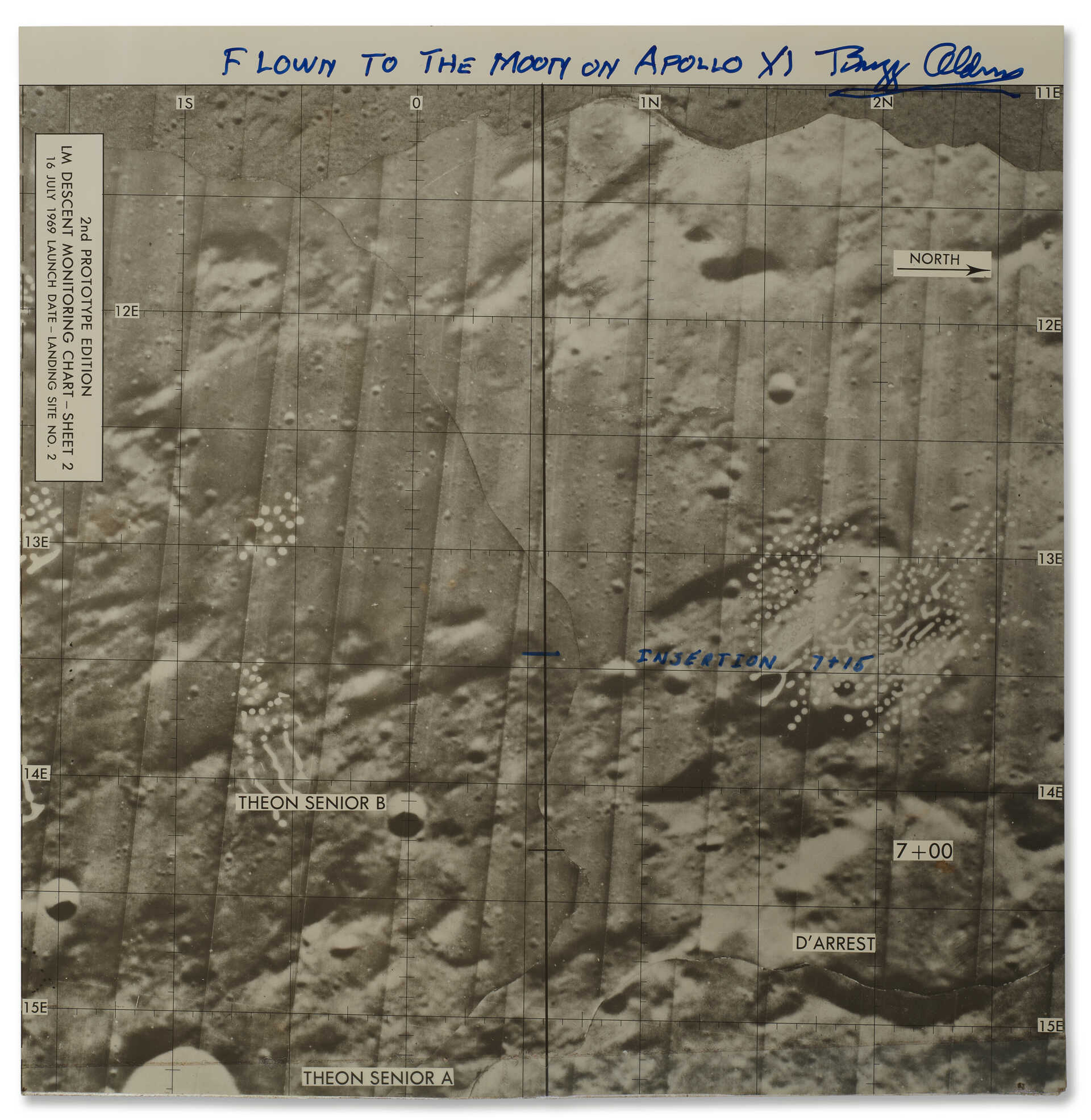 SECTION OF BUZZ ALDRIN&#39;S LUNAR DESCENT MONITORING CHART