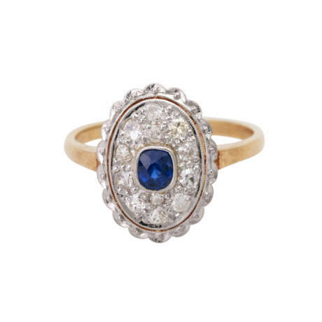 Hübscher Ring mit 1 Saphir und Diamanten - Foto 1