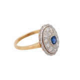 Hübscher Ring mit 1 Saphir und Diamanten - photo 2
