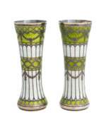 Silver 900. A pair of vases-buds of gilded silver and guilloche enamel, early 20th century. 