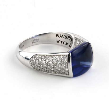 Bague en or blanc 18 K avec diamants et tanzanite. Diamanten 21th century - Foto 6