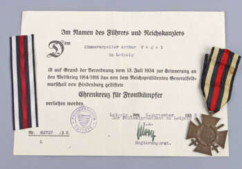 Ehrenkreuz für Frontkämpfer mit Urkunde