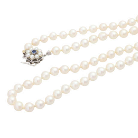 Lange Perlenkette aus Akoyazuchtperlen, D: ca. 6,5 mm, - Foto 4