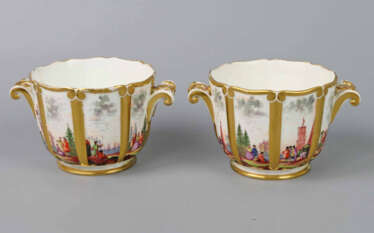 Paar Meissen Cachepot um 1830