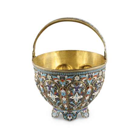 Sucrier russe en argent et email cloisonne. Silver 84 Cloisonné enamel Gilding Neo-Russian Early 20th century - Foto 1