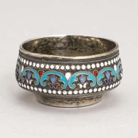 Sali&egrave;re russe en argent et email. Silver 84 Cloisonné enamel Gilding Romanticism At the turn of 19th -20th century - Foto 5