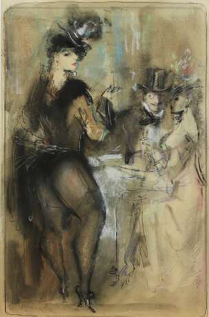 Konstantin Ivanovich Rudakov. Graphic arts. Erotic pastel. Variety show. Ink 20th century - photo 2