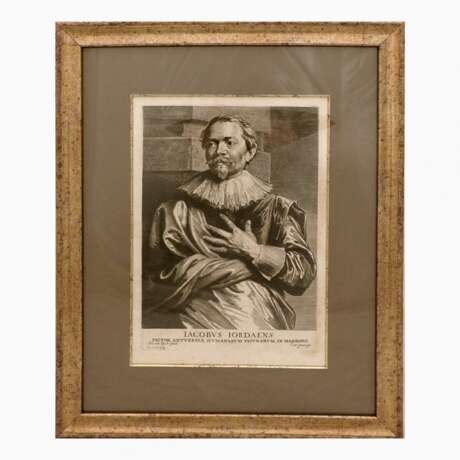 Eau-forte Portrait de lartiste Jacob Jordaens Engraving Baroque 19th century - Foto 2