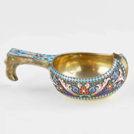 Русский серебряный ковш Silver 84 Cloisonné enamel Gilding Neo-Russian At the turn of 19th -20th century г. - фото 3