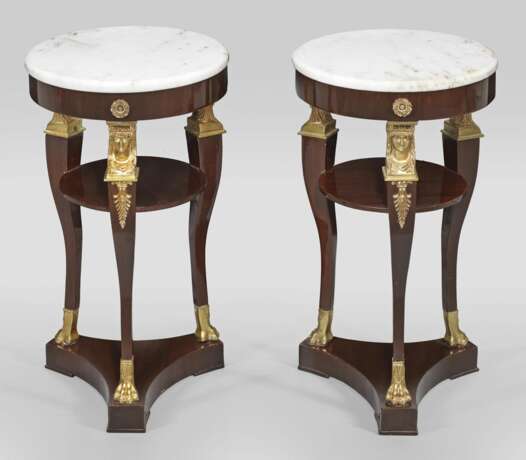 Pair of side tables in the Empire style Gilded bronze and marble Empire 20th century - photo 1