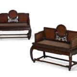 TWO BURL-INSET HONGMU THRONE CHAIRS - photo 1