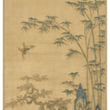 AN EMBROIDERED HANGING SCROLL OF BAMBOO AND BUTTERFLY - Foto 1