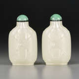 A PAIR OF CARVED WHITE JADE `WRAPPED QIN` SNUFF BOTTLES - фото 2