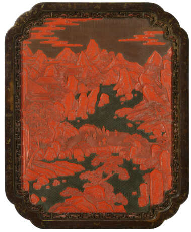 A RARE LARGE CARVED POLYCHROME LACQUER WALL PANEL - фото 1