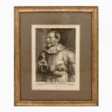 Офорт Портрет художника Sebastian Vranckx1800гг. Anthonis van Dyck Engraving Baroque 19th century г. - фото 2