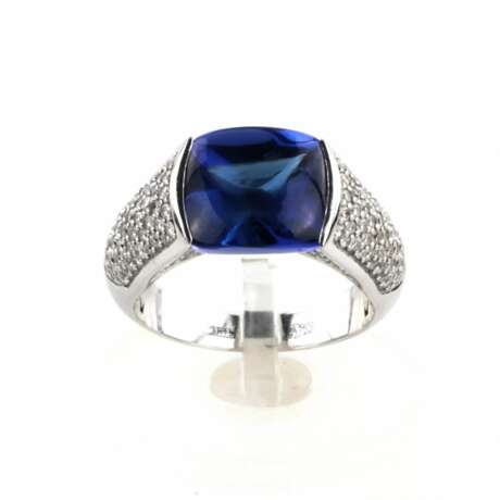 Bague en or blanc 18 K avec diamants et tanzanite. Diamanten 21th century - Foto 2