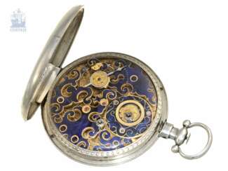 Taschenuhr: Rarität, extrem seltene, große Taschenuhr für den chinesischen Markt mit emailliertem Tixier-Kaliber nach Pelaz, Fleurier ca.1850