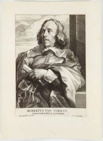 Офорт Портрет художника Robert Van Voerst1800гг.Anthonis van Dyck Engraving Baroque 19th century г. - фото 1